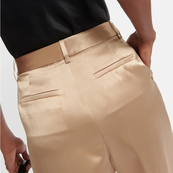 NILI LOTAN flavie pant in khaki 100% Silk Size Woman’s 8 - Picture 4 of 12